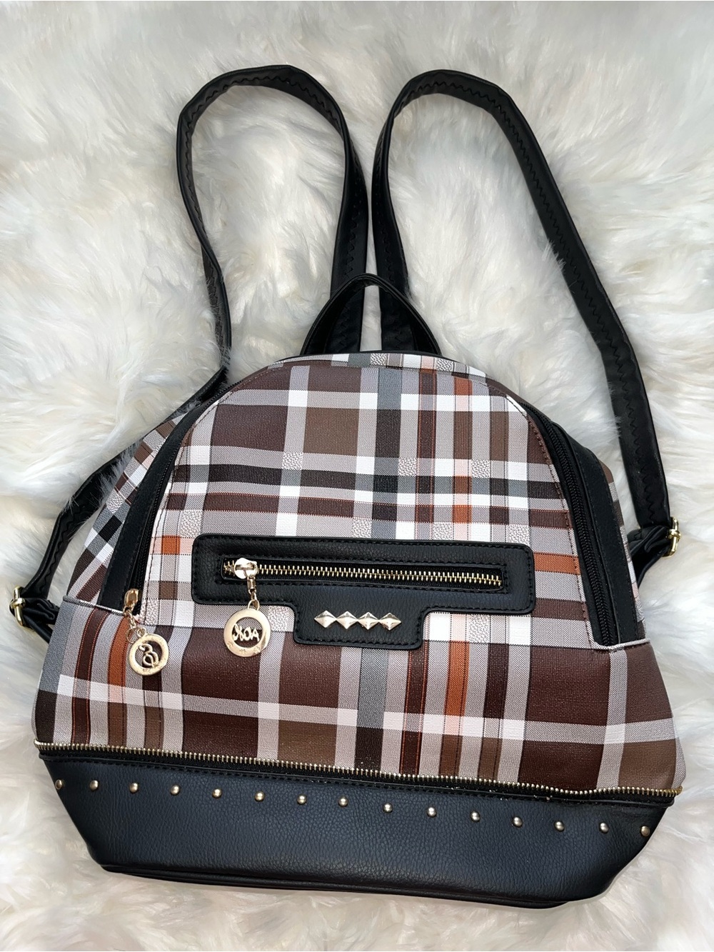 Gloria Goeliaplaid Backpack Tote